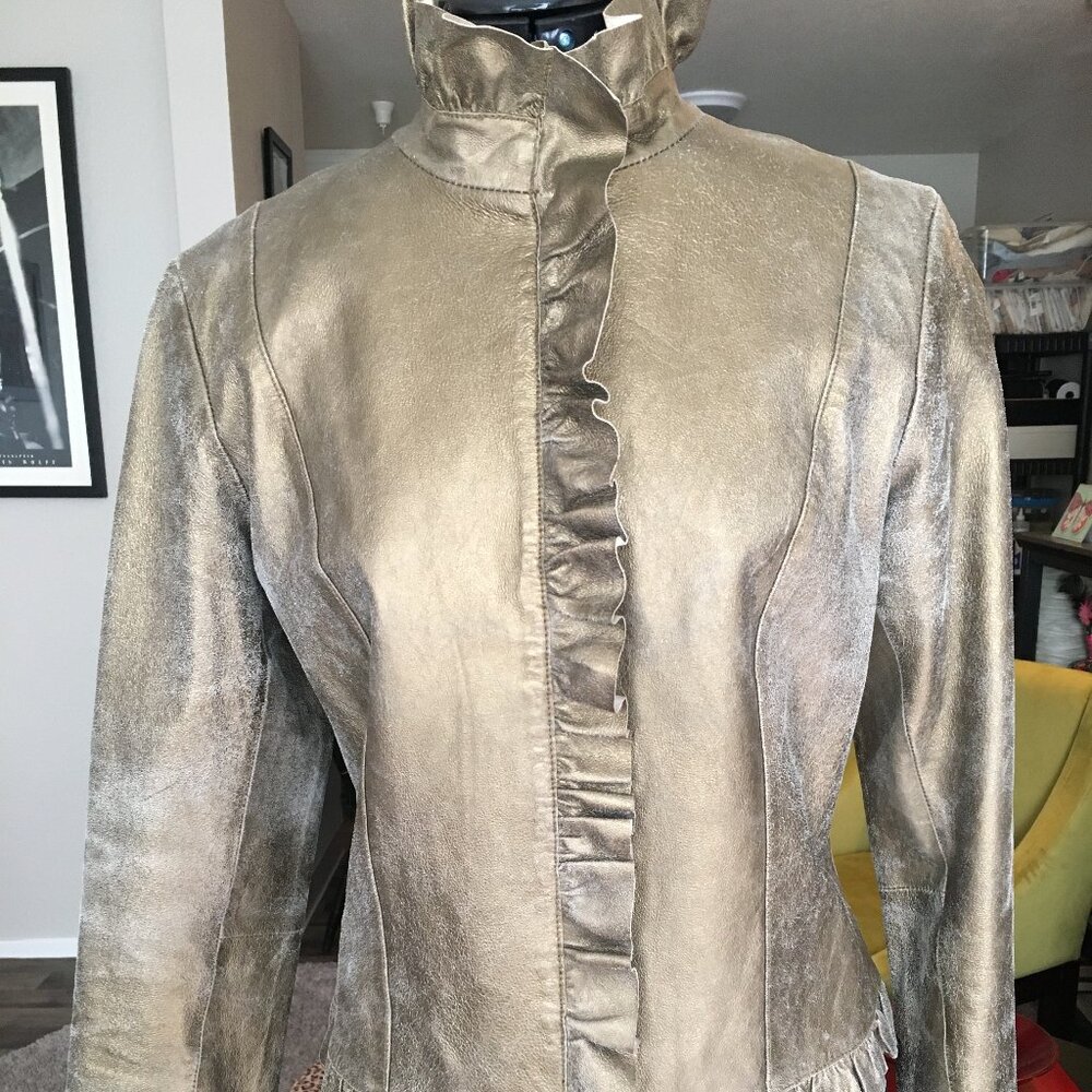 International Moda Distressed Leather Jacket